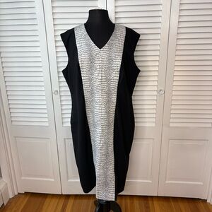 Calvin Klein Black and White Patterned Dress